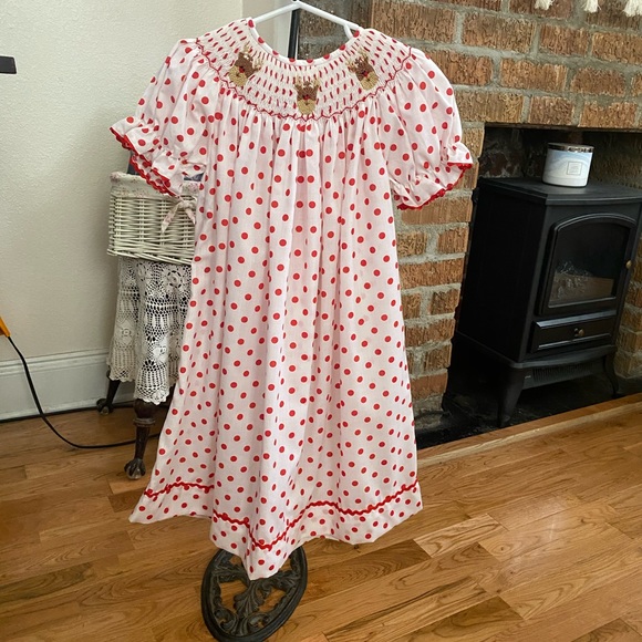 NWT Smocked Runway Toddler Girls Smocked Christmas Dress size 3 - Picture 13 of 16
